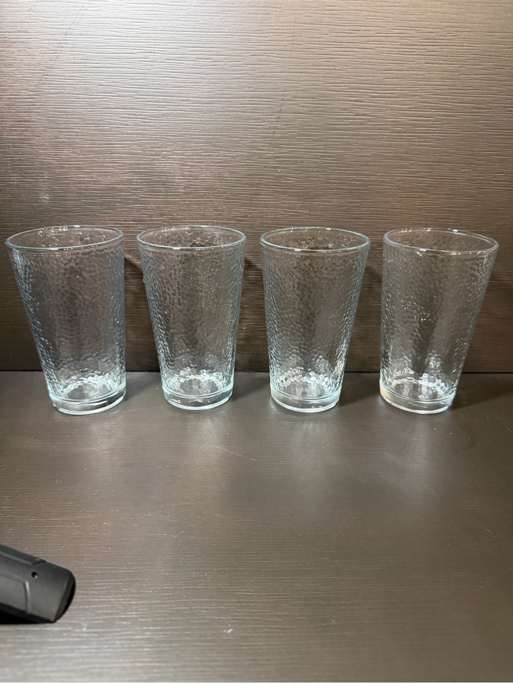 Vintage Crisa Mexico Clear Hammered Honeycomb Highball Glasses set of 4